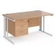 Maestro Cable Managed Desk with Three Drawer Pedestal